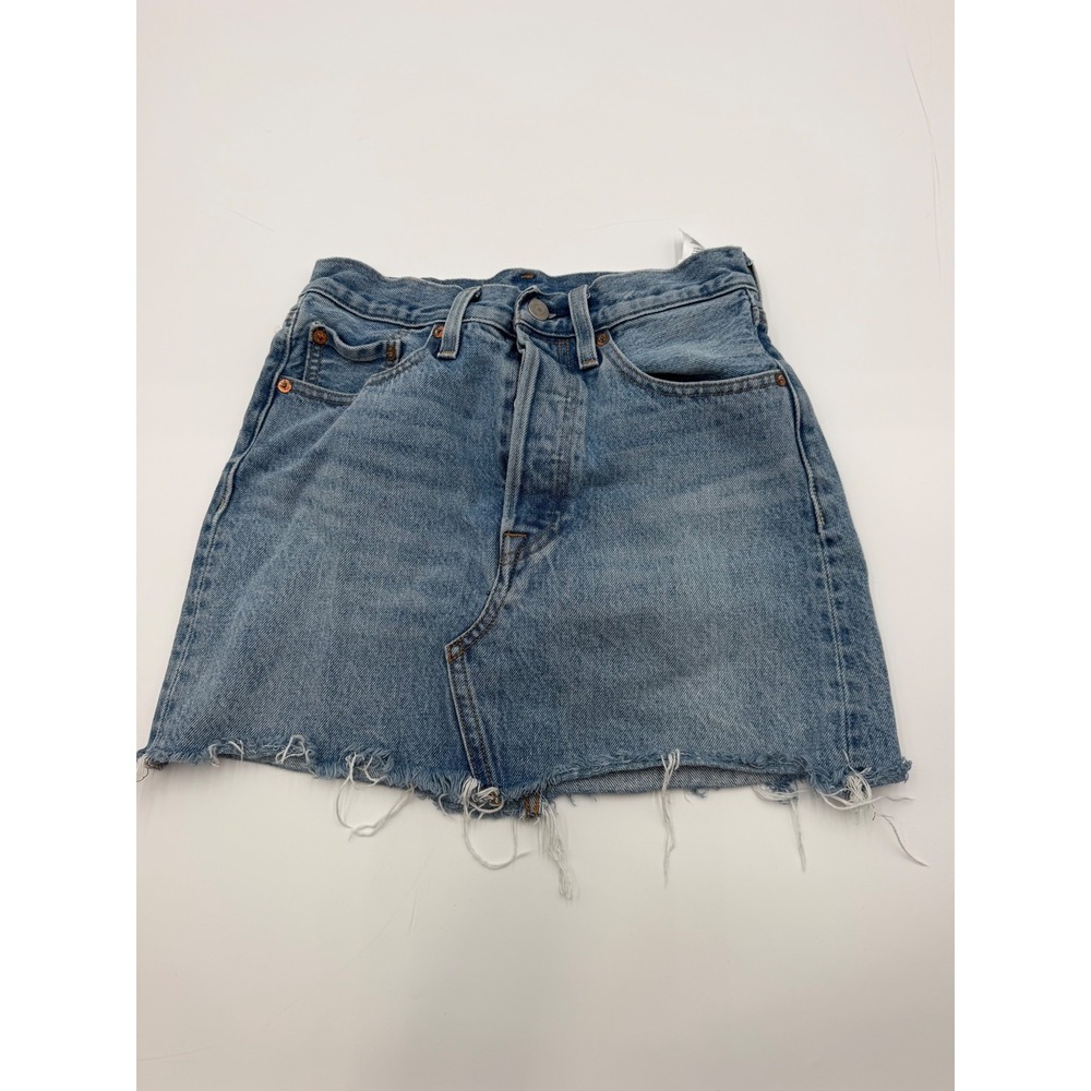Levi Strauss & Co. Light Blue Denim Skirt Frayed Hem Size 24 Waist